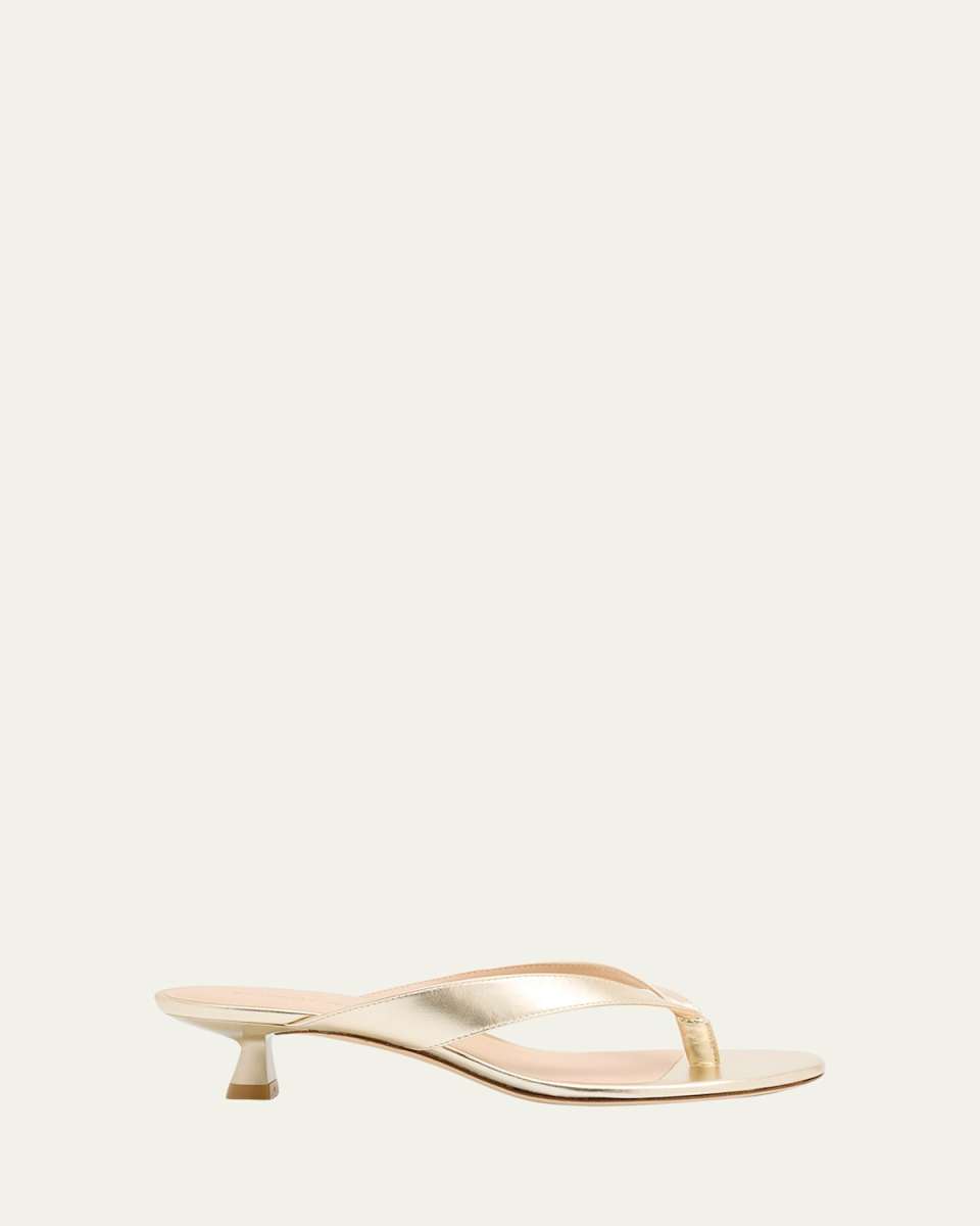 Rio Metallic Kitten-Heel Thong Sandals